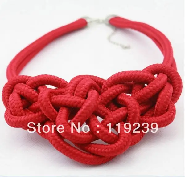 KN53 Fashion 2013 Hot Items Chunky Statement Handmade Knitted Rope Choker Collar Necklace Women Short Candy Neon Color Jewelry | Украшения