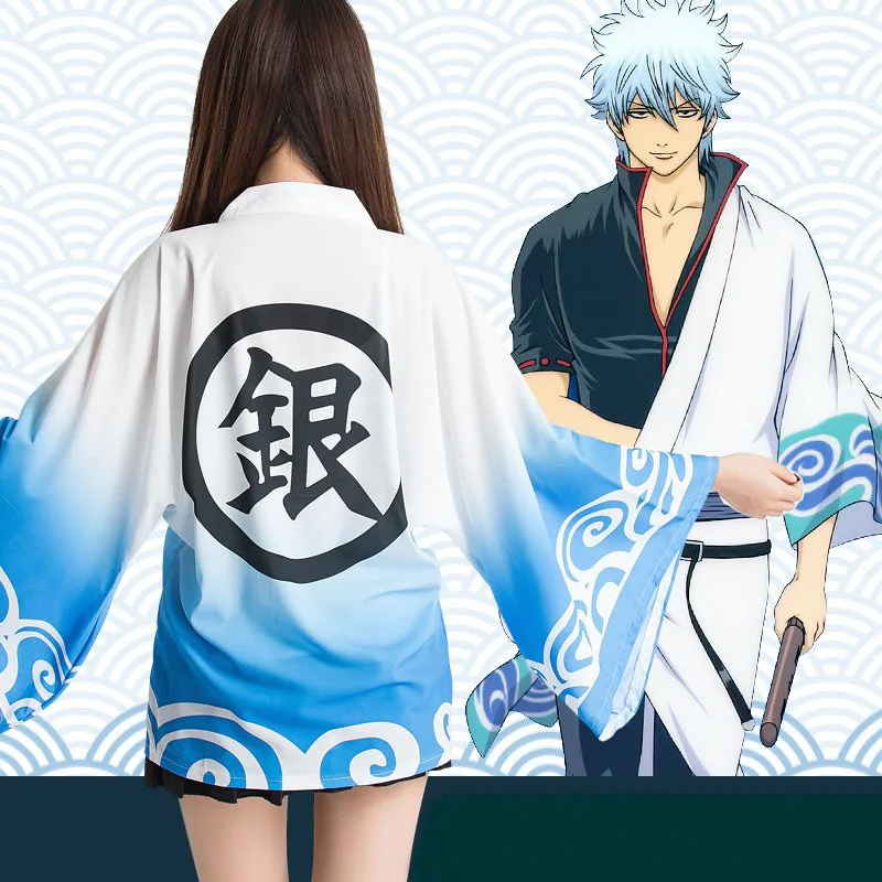 Короткая футболка с героями из японского аниме маскарадный костюм GINTAMA Sakata Gintoki