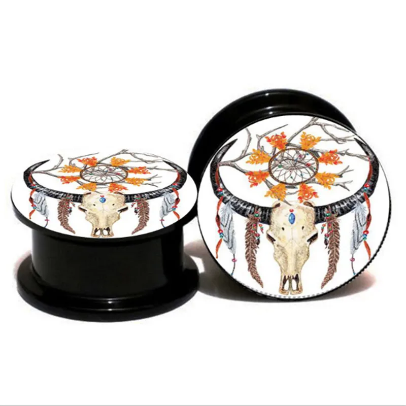 

2PCS 2018 New Acrylic Vintage Ear Plugs Tunnels Flesh Expansions Cute Animal Ear Tunnel Gauges Women Men Body Piercing Jewelry