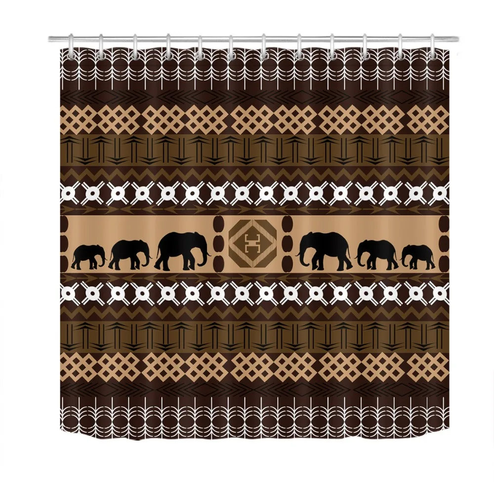 LB Ethnic Pattern of African Motifs &amp Elephant Shower Curtain Bathroom Waterproof Mildew Resistant Fabric For Art Bathtub Decor | Дом и сад