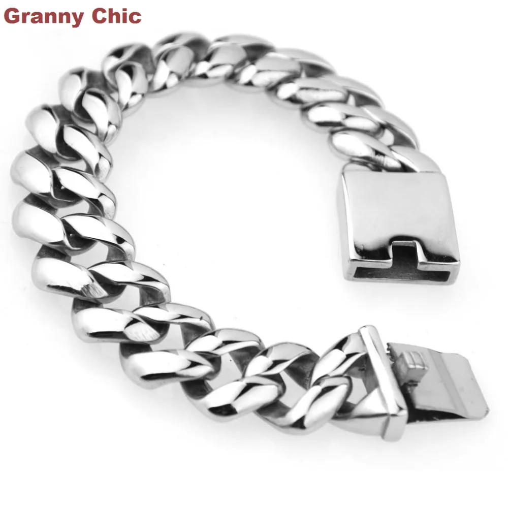 Granny Chic мужские ювелирные изделия высокого качества Bling Серебряный браслет из