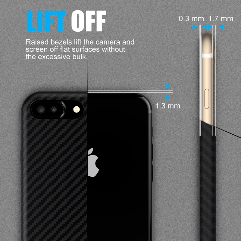 For iPhone 8 Plus Case Roybens Synthetic Fiber Carbon Cell Phone 7 Soft TPU Rubber Skin Durable Cover |