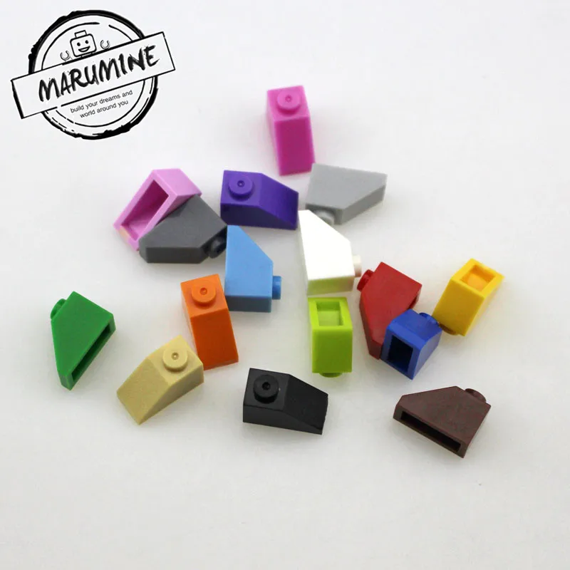 MARUMINE 200 шт/партия 2x1 кирпичи с откосом игрушки Классический создатель MOC строительные блоки развивающий DIY строительный набор для детей - Цвет: 3-5 color mixed