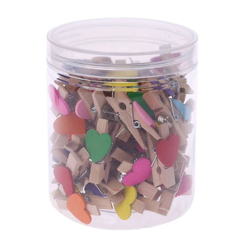 50pcs Штифты с деревянными зажимами в форме сердца штифты для пробковых досок художественные заметки фотографии ремесленные проекты 50 шт - Цвет: 50pcs