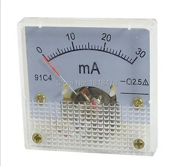 

91C4 DC 0-30mA класс 2,5 Точность Аналоговый амперметр манометр 45*45 мм