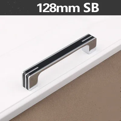 128MM SB 320 мм современная мода белый удлиненный кухонный шкаф дверная ручка серебристый черный ящик cuoboard ручка тяга 128 160 мм - Цвет: 128MM SB