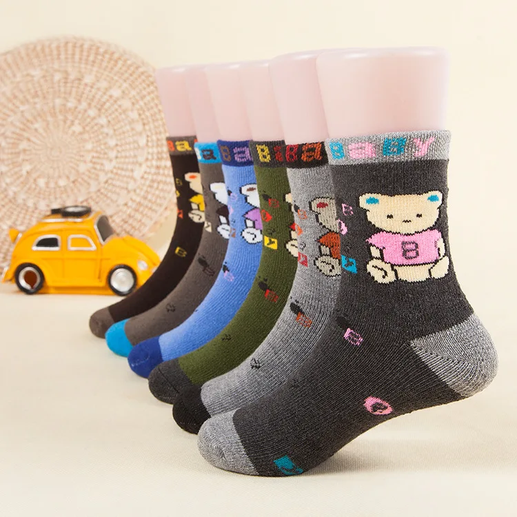 Зима Милый Мультфильм Детские Носки Медведь Детей Толстые Махровые