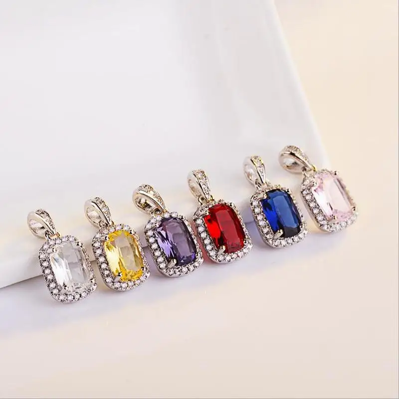 Женское Ожерелье до ключицы винтажное ожерелье с синим геометрическим кулоном и