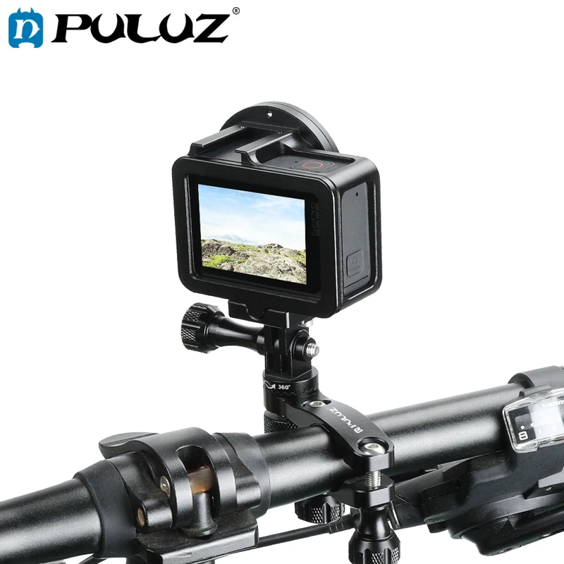 PULUZ вращающийся на 360 градусов Алюминиевый адаптер для руля крепление с винтом для GoPro HERO7/6/5