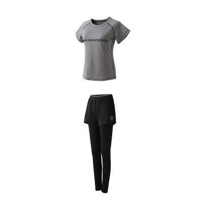 Light Gray trousers2 5 шт., женские наборы для тренировок, набор для йоги, одежда для бега, женская одежда из полиэстера, женская одежда для фитнеса, женская спортивная одежда с бюстгальтером - Цвет: Light Gray trousers2