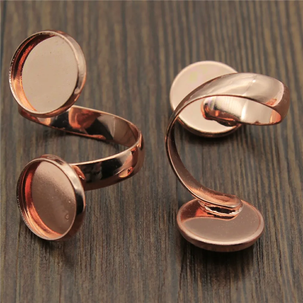 

5pcs 8 Colors Fit 10/12mm Glass Cabochon Copper Material Adjustable Double-Settings Ring Setting