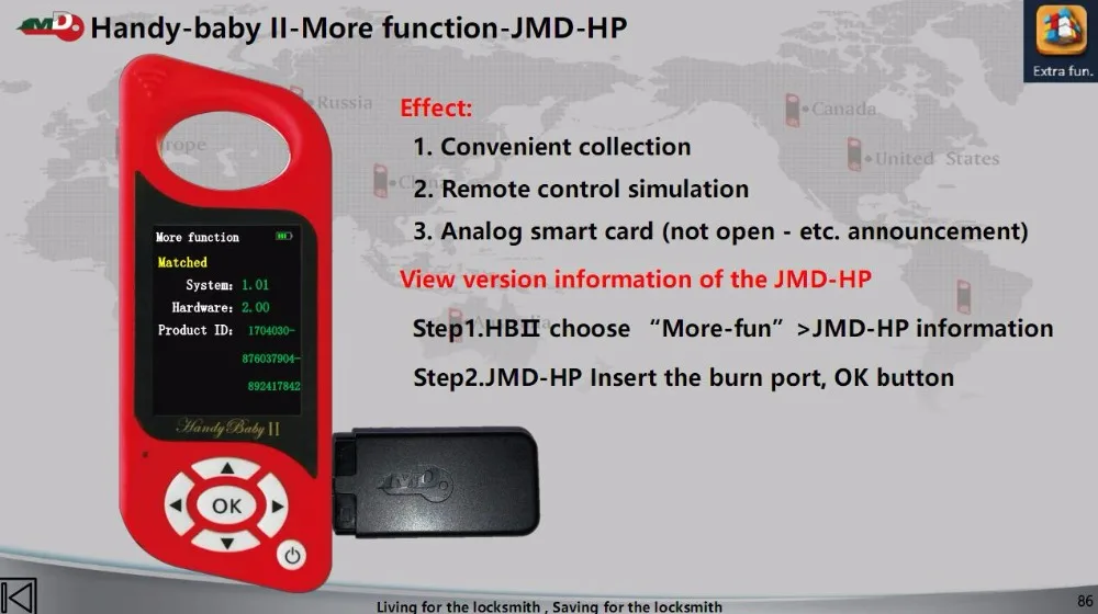 HKCYSEA JMD Handy Baby2 ключевой программист для 4C/4D/T5(11,12, 13,33)/г(80 бит)/46/47/48 King Красный Чип-диод лампочка с JMD OBD для удобный детский 2