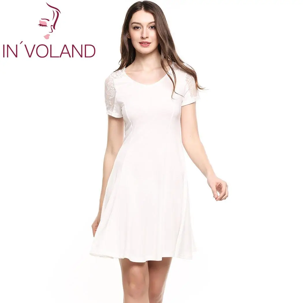 Новинка женское белое платье повседневное v-образный вырез короткий рукав