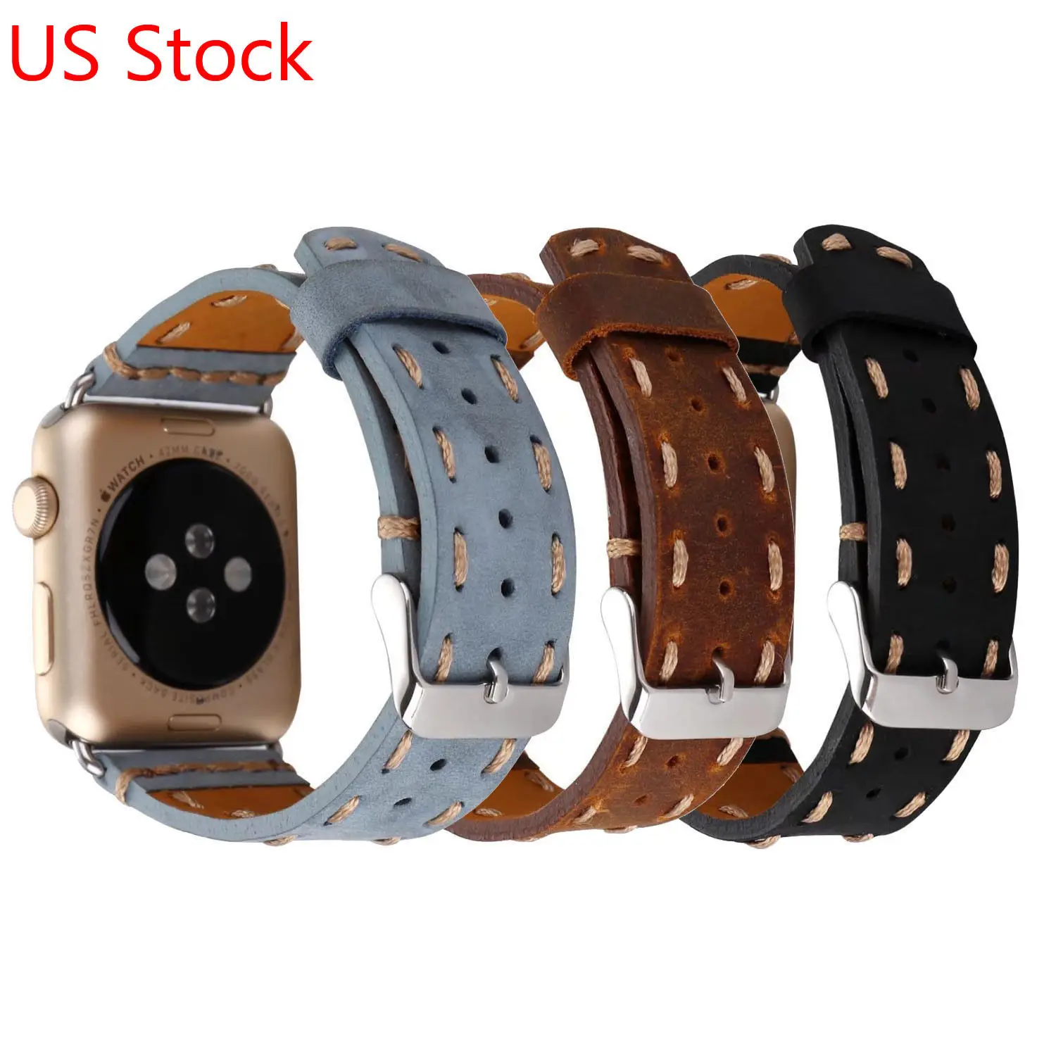 Ретро ремешок ручной работы из натуральной кожи для Apple Watch Series 3 2 1 винтажный