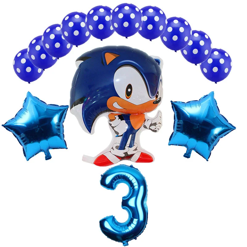 14 шт./лот Sega Соник Ежик супер герой двухсторонний Фольга шар мальчик девочка день