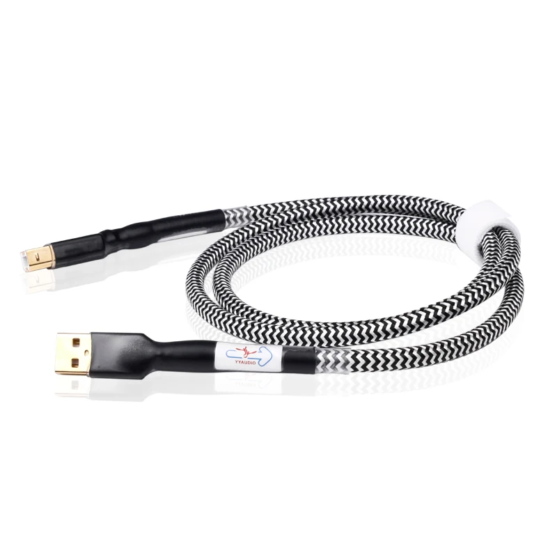 YYAUDIO Hi-End OCC посеребренный USB аудио кабель для передачи данных USB кабель DAC USB hifi кабель A-B usb кабель - Цвет: Черный
