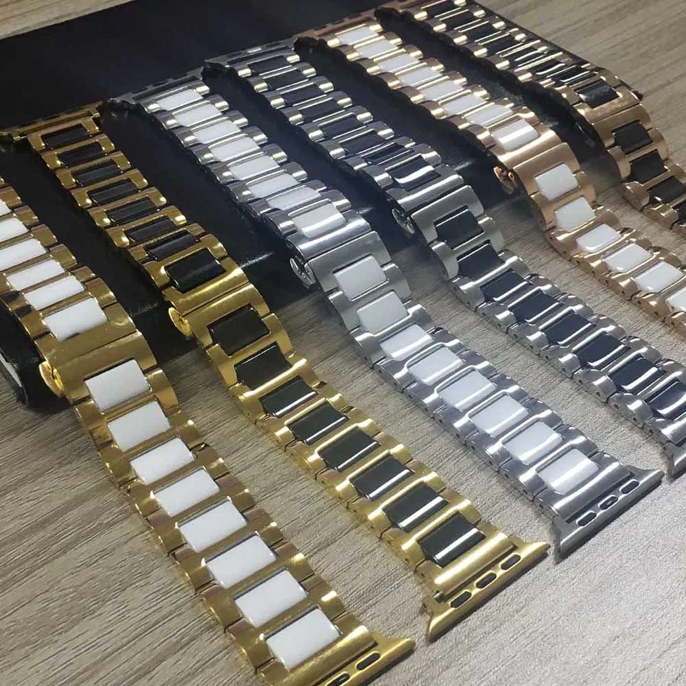 Браслет керамический из нержавеющей стали для Apple Watch Band Series 6 SE 5 4 3 ремешок 40 мм 44 38