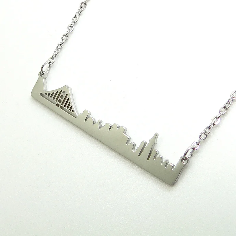 DICAYLUN Stainless Steel Landscape Necklace City San Francisco Skyline Fashion Choker Cityscape Chain Jewerly Minimalist Gifts |