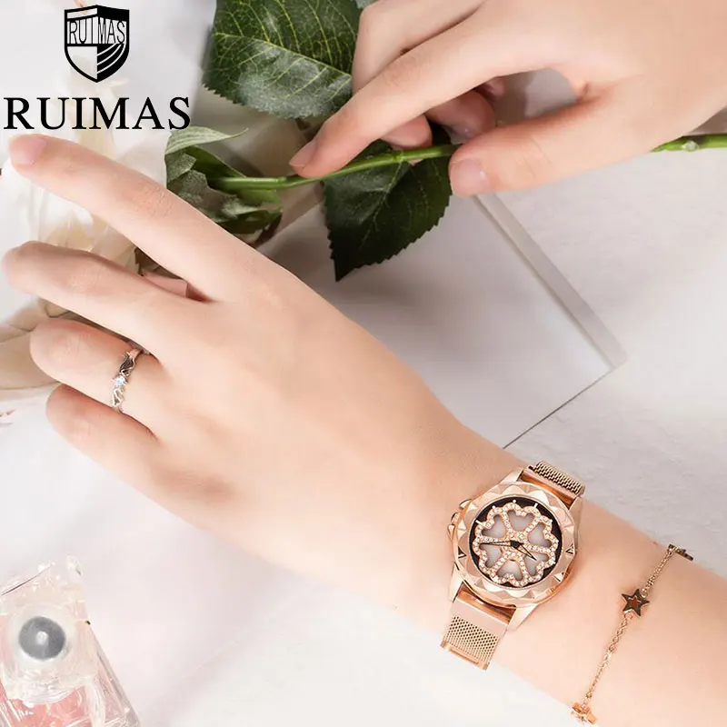 Женские часы лучший бренд класса люкс Женский сетчатый пояс цветок горный