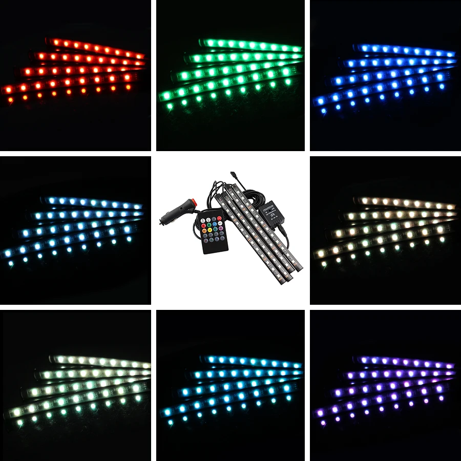 4 шт. 12 В Светодиодная лента светильник для интерьера RGB Светодиодная лента 12 В лента лампа 5 12 В Вольт RGB Музыка ИК приложение контроллер декоративный