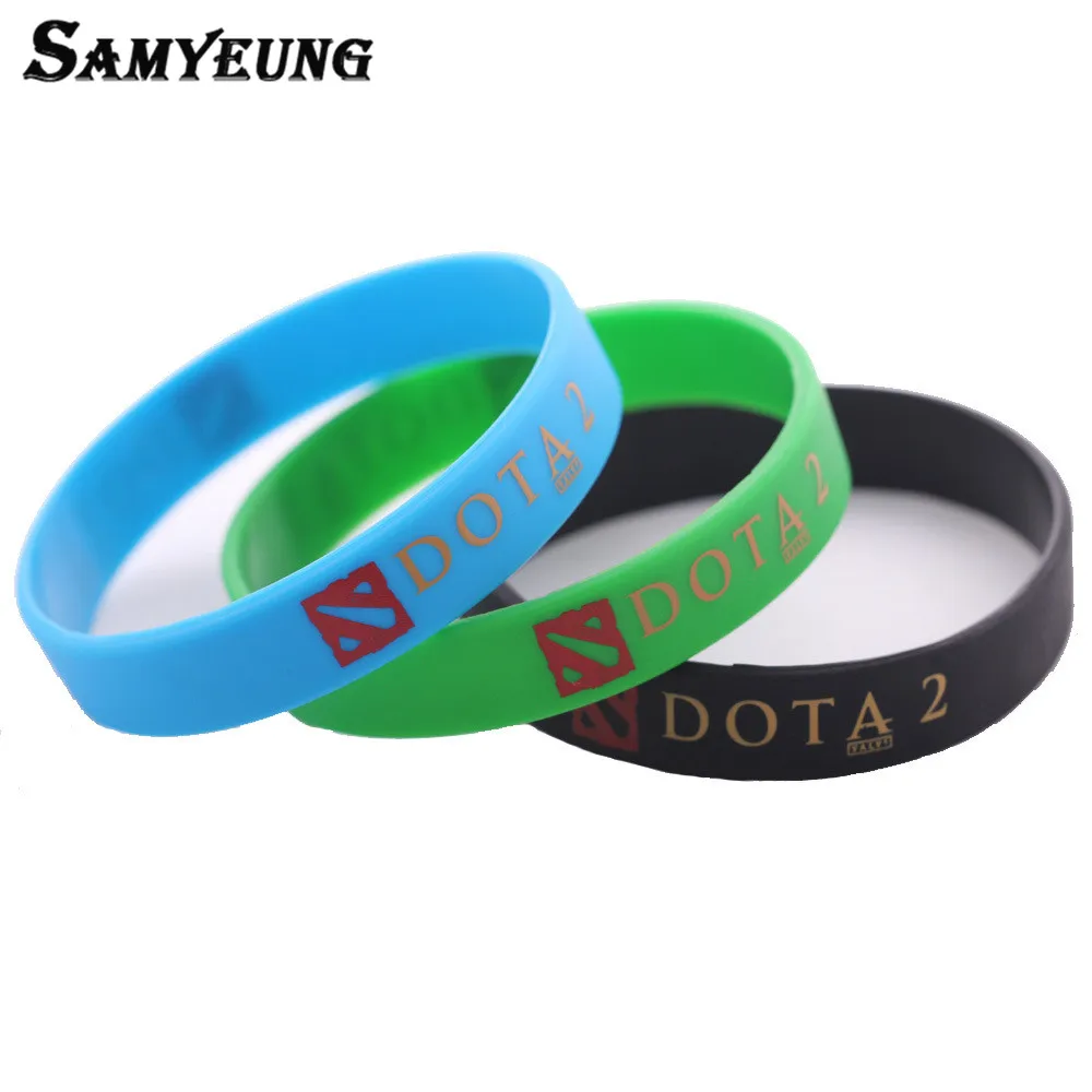 muti Игра DOTA 2 резиновые браслеты для лучшего друга Dota2 браслет для мужчин Braclet женский Braclet мужской черный зеленый синий цвет - Окраска металла: muti