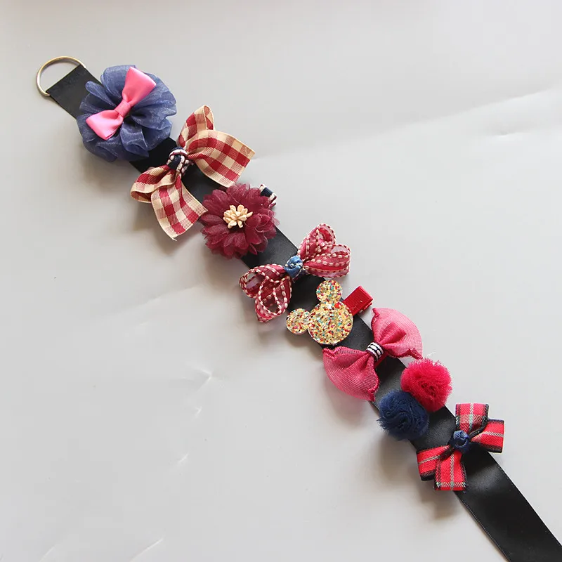 Elegance Girls princess Hair Accessories kids crown flower hair clips barrette hairpin headwear 8pcs clip+1 storage band TZ21