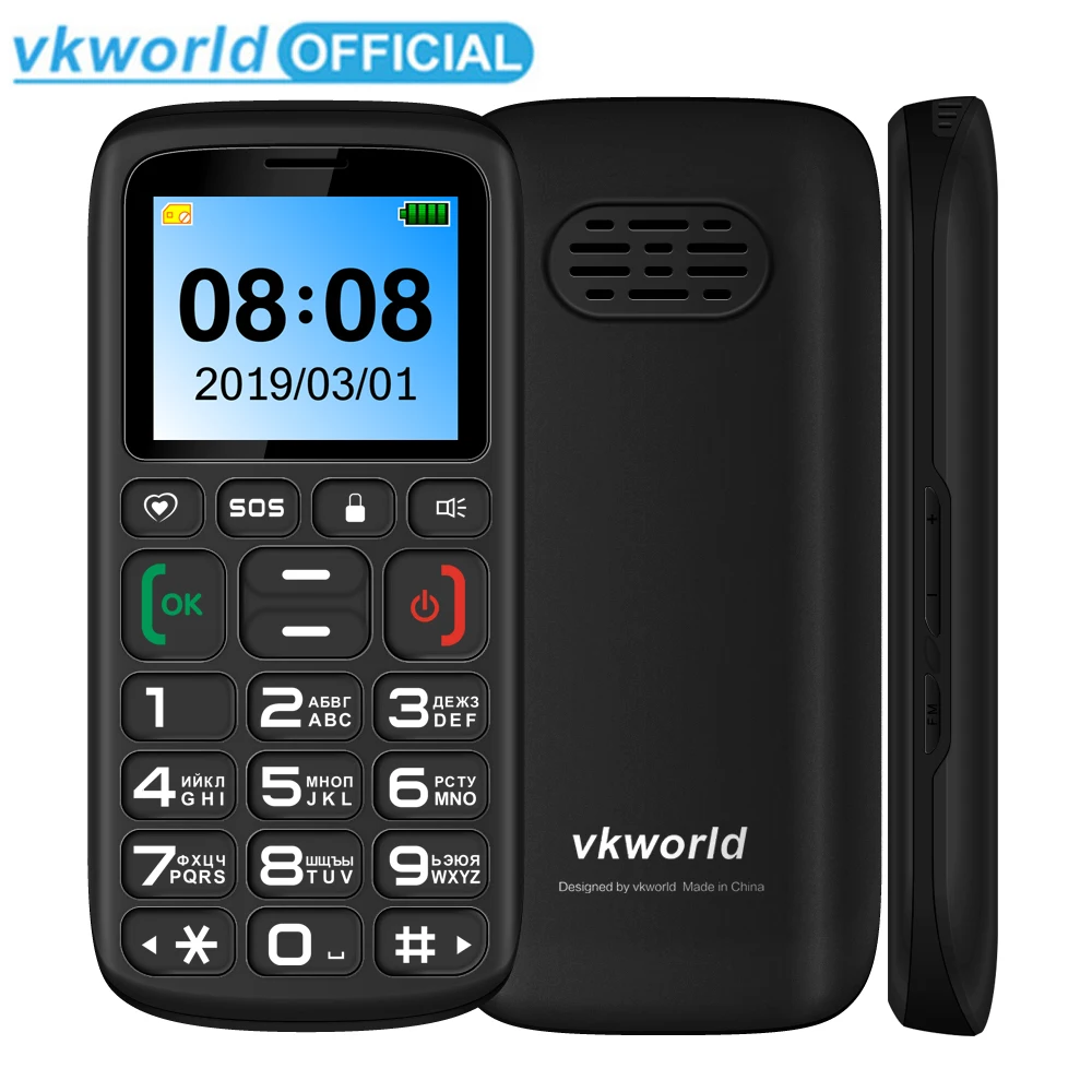 Vkworld Z3 телефон с функцией телефона для пожилых детей мини телефон клавиатура с русским шрифтом 2G GSM кнопка большой SOS ключ сотовый телефон для пожилых людей двойная SIM