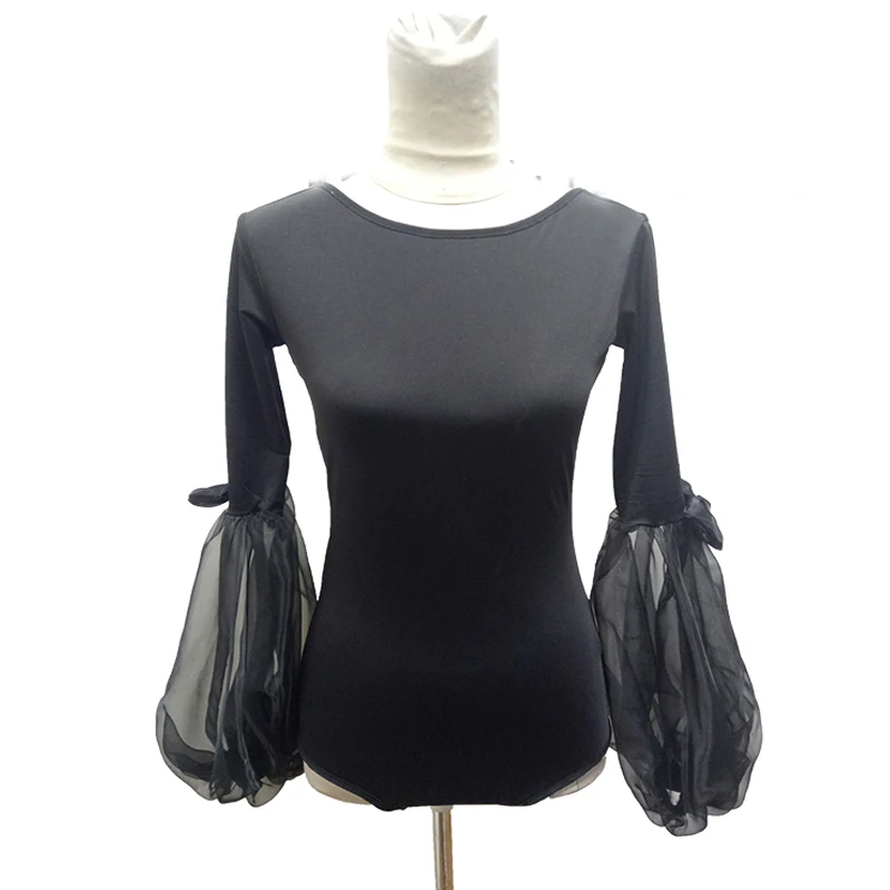 

Elegant Ogan Yarn Foam Sleeve Latin Dance Dress Top For Women Tango Cha Cha Ballroom Modern Practice Latin Dance Costume BL1305