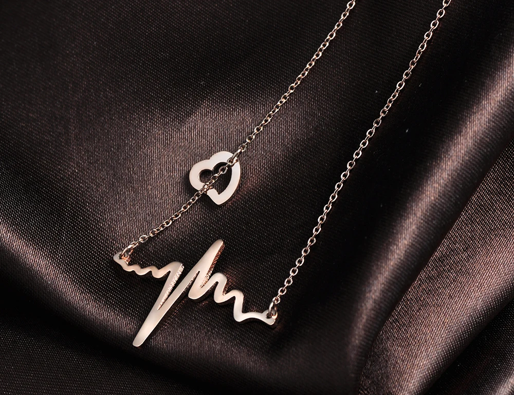 JeeMango Трендовое ожерелье из титановой нержавеющей стали с сердцебиением для