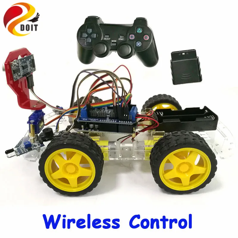 Беспроводной контроль обхода препятствий 4WD Arduino робот автомобильный комплект