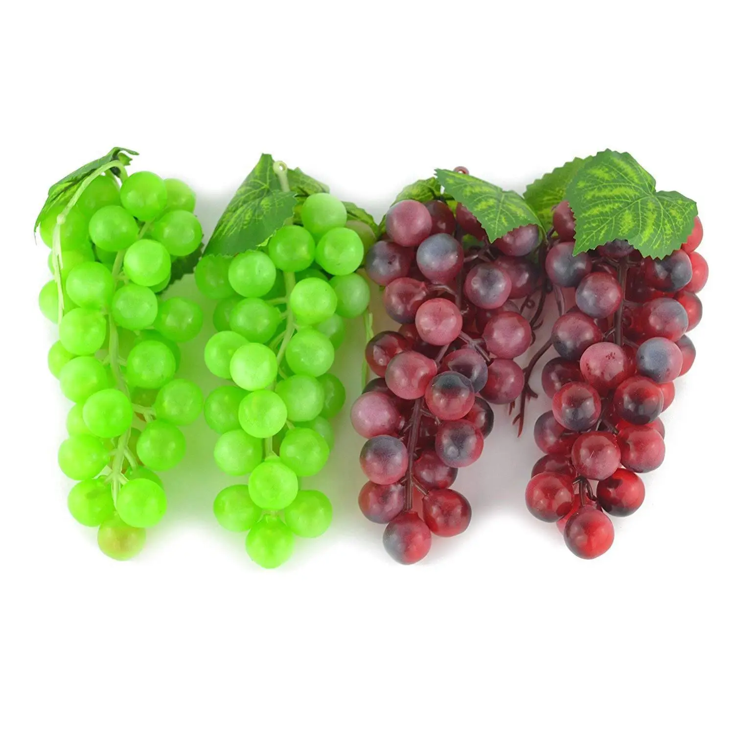 4 пучка искусственных зеленых и фиолетовых виноградных кластеров имитация