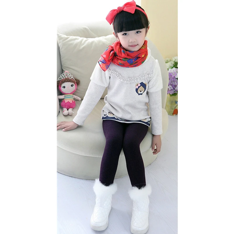 Штаны с флисом детские зимние штаны леггинсы для девочек теплые подростков