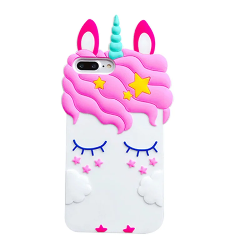4 3D милый мультяшный Единорог кошка резиновый чехол для iPhone 5S 5C 6 6S Plus 7 7Plus чехол s Мягкий силиконовый чехол для iPhone X 8 8 Plus Capa - Цвет: 4