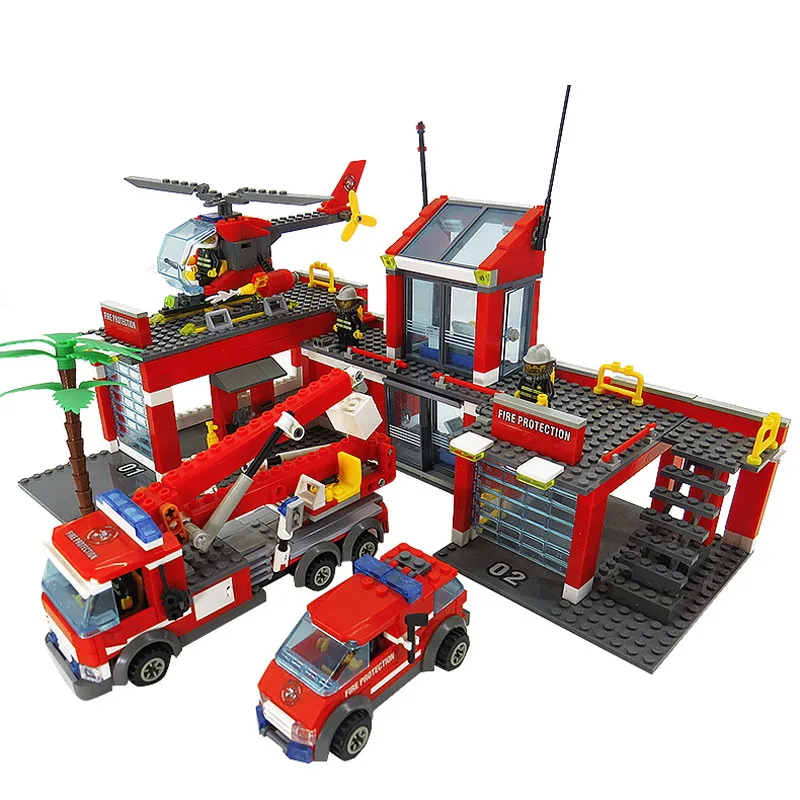 Строительные блоки Пожарная станция модель Совместимость Legoe город Кирпичи Блок