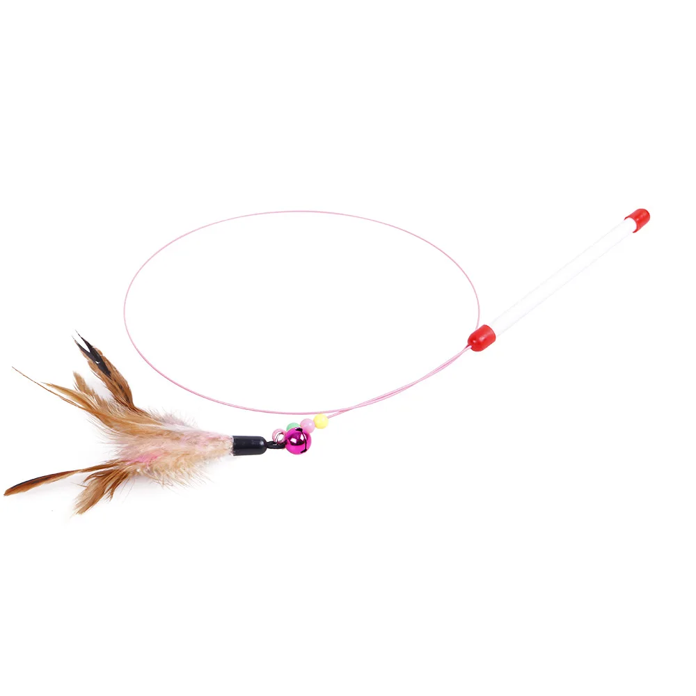 

metal wire cat-baiting stick cat toy pet with feather bells supplies
