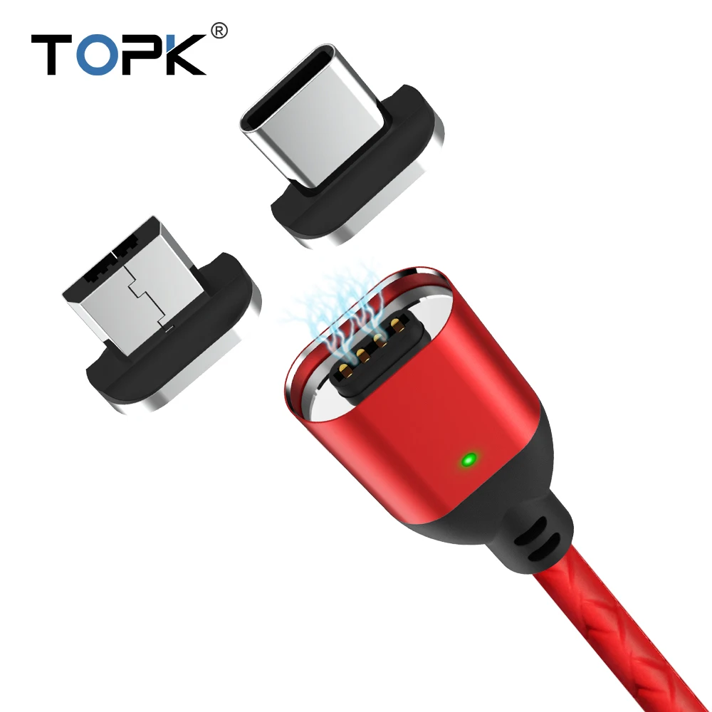 TOPK Q FLine Магнитный кабель USB C и Micro для samsung Xiaomi huawei Тип Быстрая Зарядка