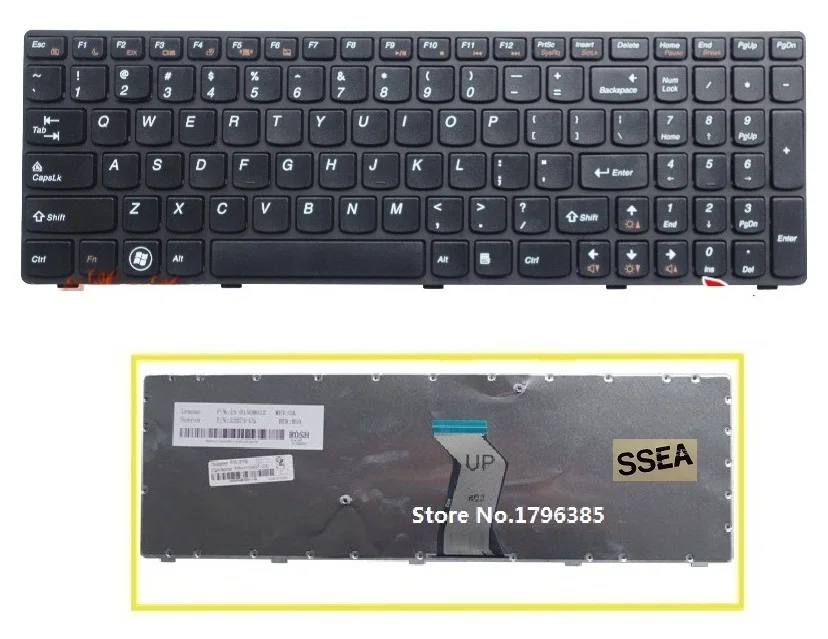 

SSEA New US Keyboard For Lenovo y570 y570n y570i Y570D laptop black keyboard