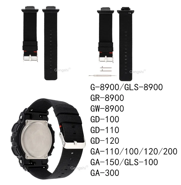 Ремешок нейлоновый для часов 16 мм подходит Casio G Shock GA 700 710 300 310 100 110|Ремешки часов| |