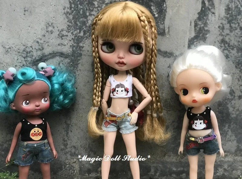 [MG663] Новая Одежда для куклы Neoblythe# джинсовые Горячие Штаны и топ комплект подходит для Neoblythe Azone OB24 наряды для розничной торговли