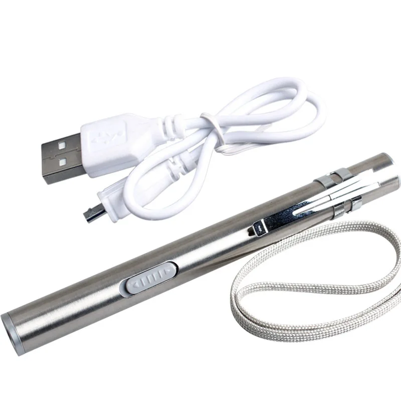 USB мини Нержавеющая сталь Перезаряжаемые вспышка светильник + яркие медицинские