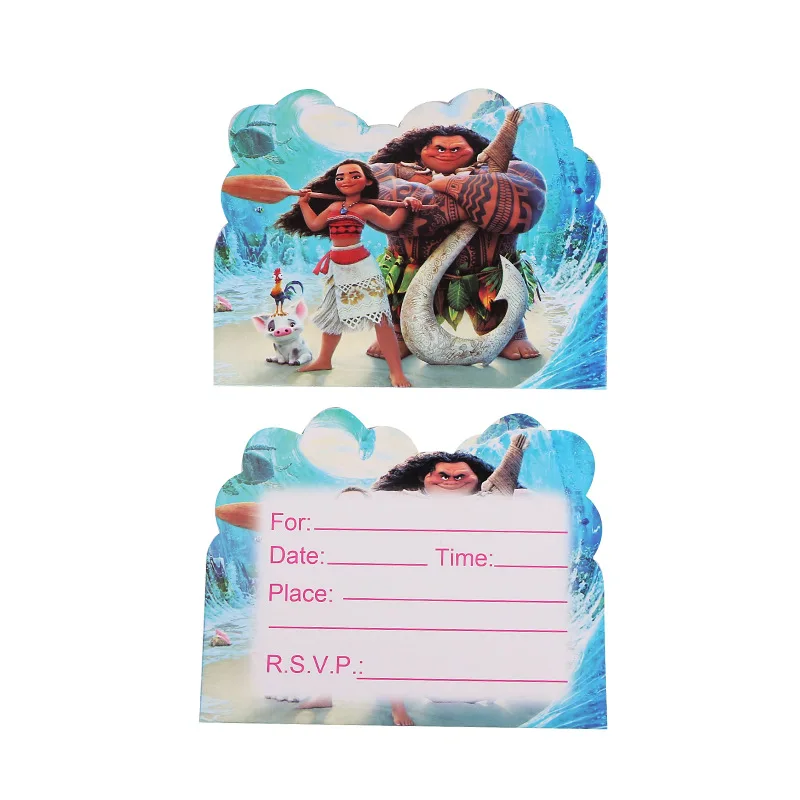 Бумажные тарелки Моана чашка вилка ложка приглашения торты Topper Bag Box воздушный