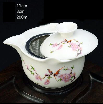 Чайный сервиз Gaiwan из костяного фарфора, чайная чашка Dehua, фарфоровая чайная чашка, чайный сервиз высокого качества для путешествий, чайник с фильтром - Цвет: see chart