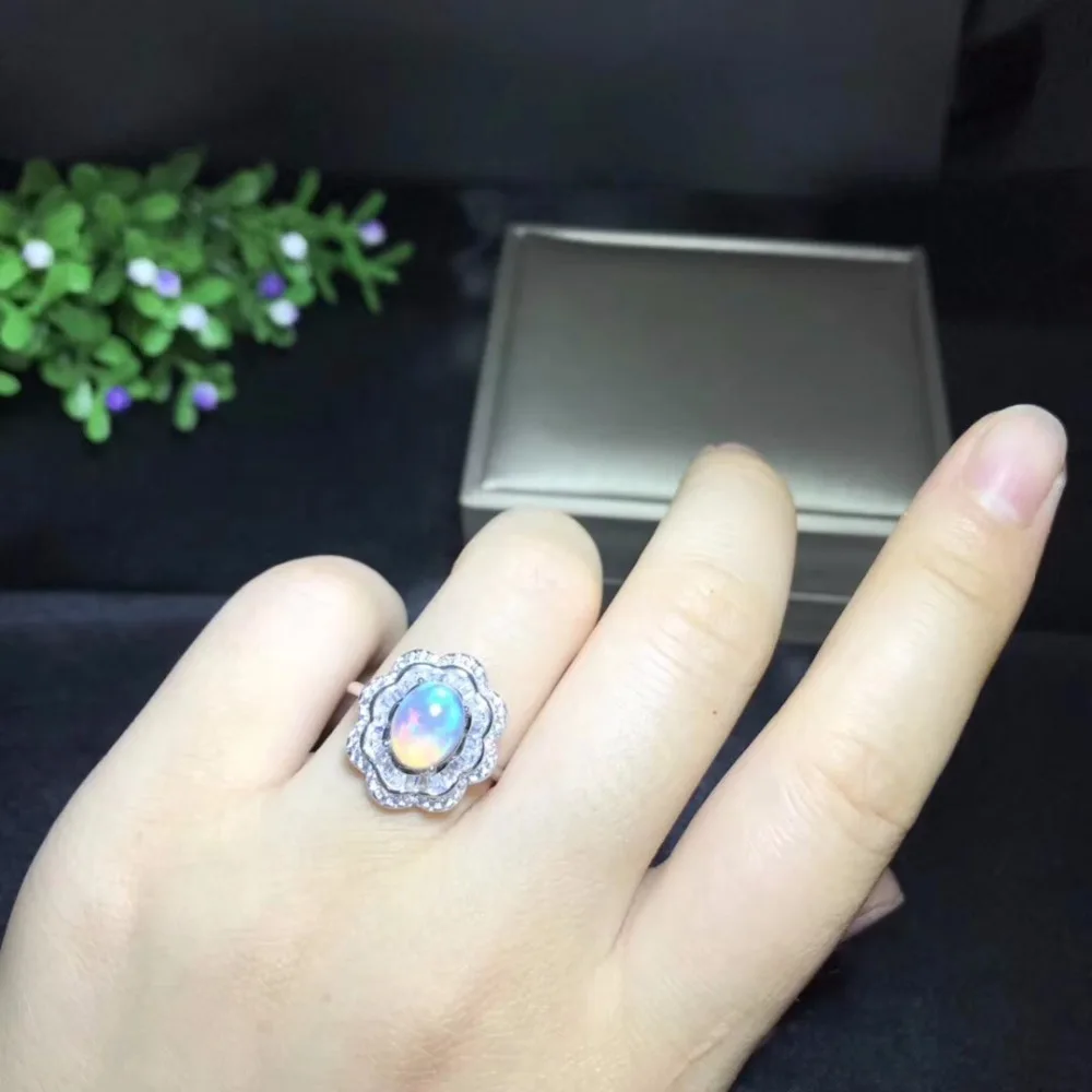 Uloveido натуральное ослепительное огненное Опаловое кольцо Стерлинговое Серебро 925