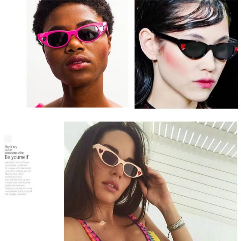 

Женские маленькие солнцезащитные очки кошачий глаз, модные ретро-очки в форме сердца