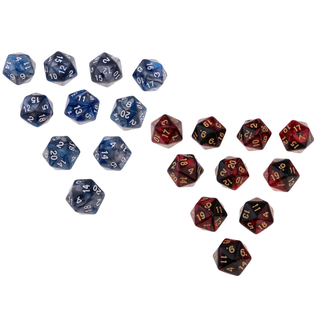 20 шт многогранные кости D20 двухсторонние набор для DND ролевые игры настольные