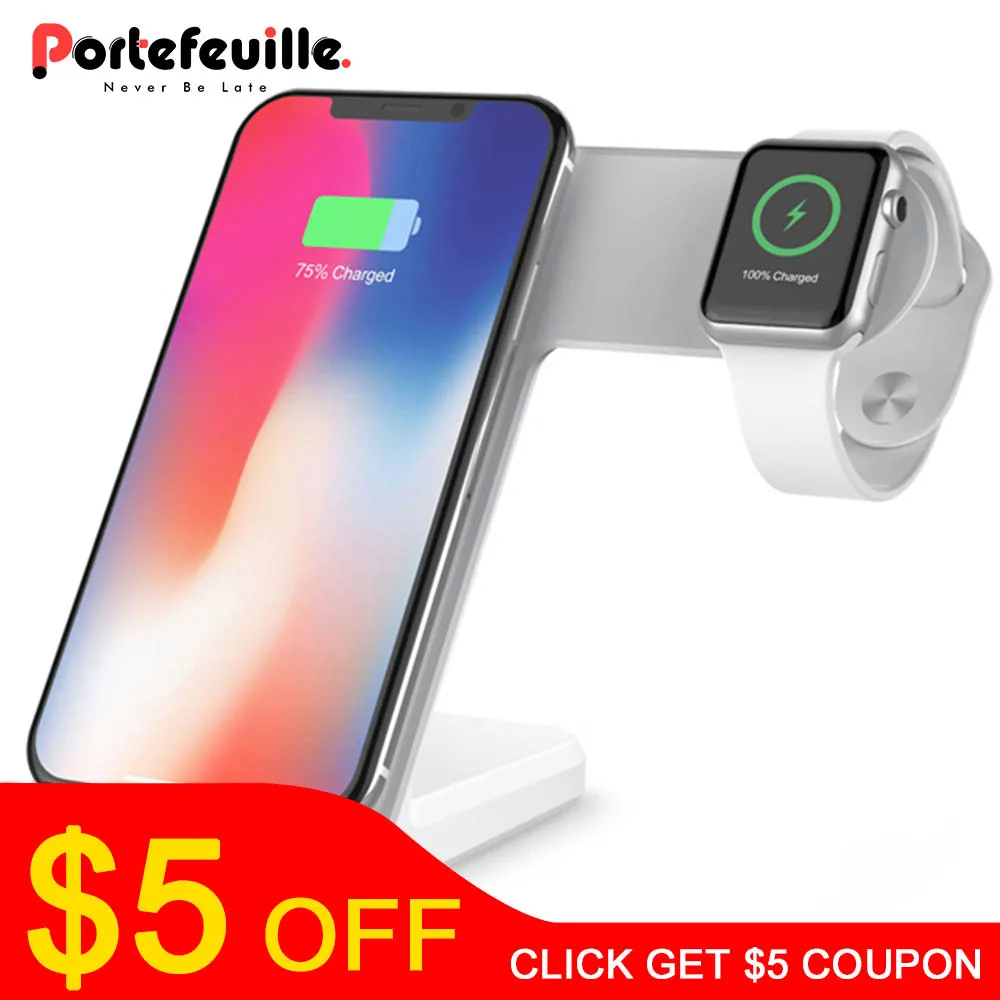 Portefeuille Qi держатель беспроводного зарядного устройства подставка для iPhone 8 Plus X и
