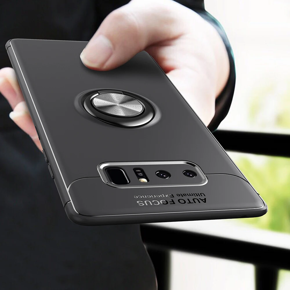 Роскошный ультра тонкий силиконовый чехол для Samsung Galaxy S9 S8 Plus с кольцом вращением