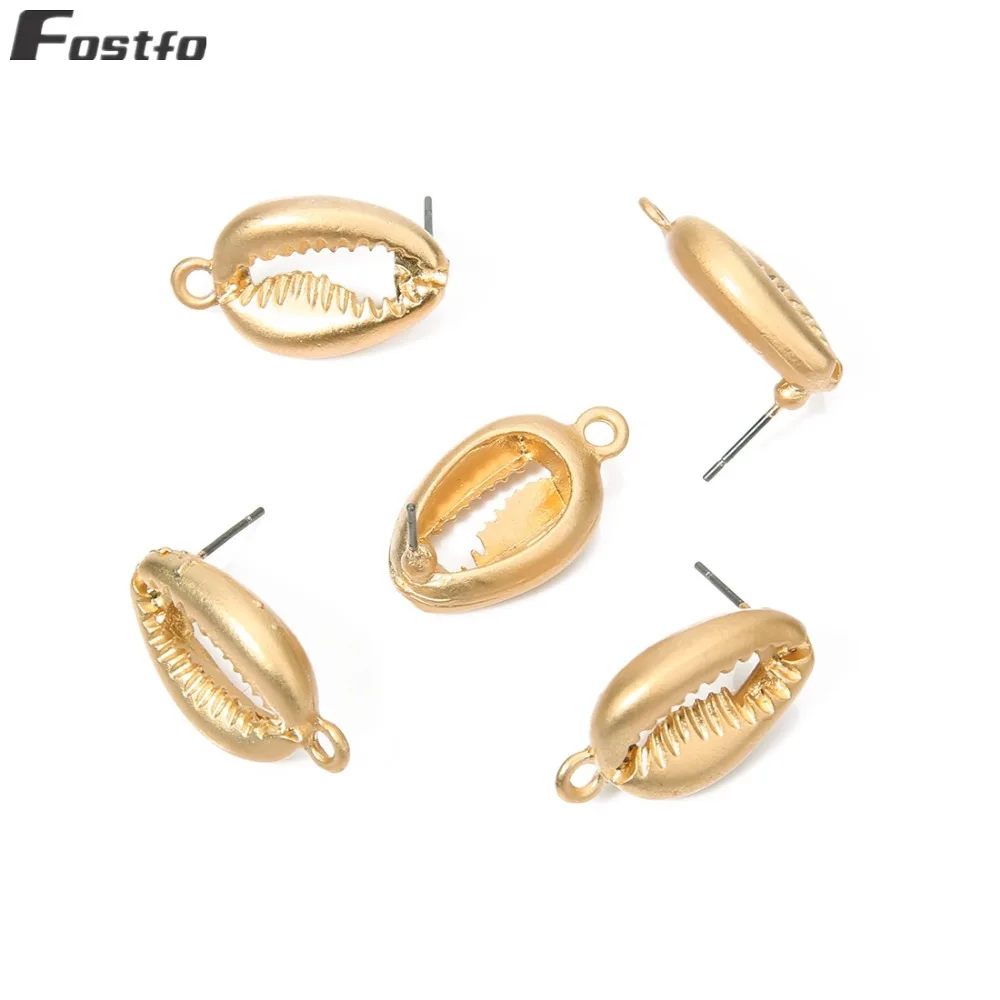 10 шт./компл. оболочка золотого цвета круглые серьги пусеты в форме сердца шпильки