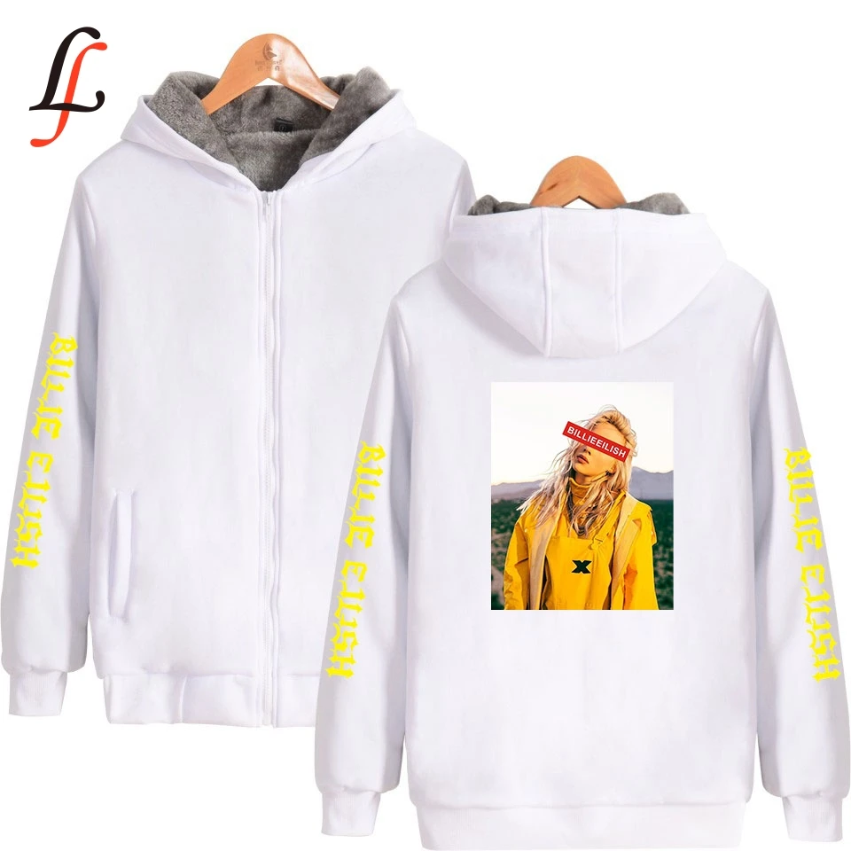Billieeilish Billie eilish Supper Warm Hoodies Sweatshirt Plus Thick Winter Zipper harajuku Jacket unisex Streetwear | Женская одежда