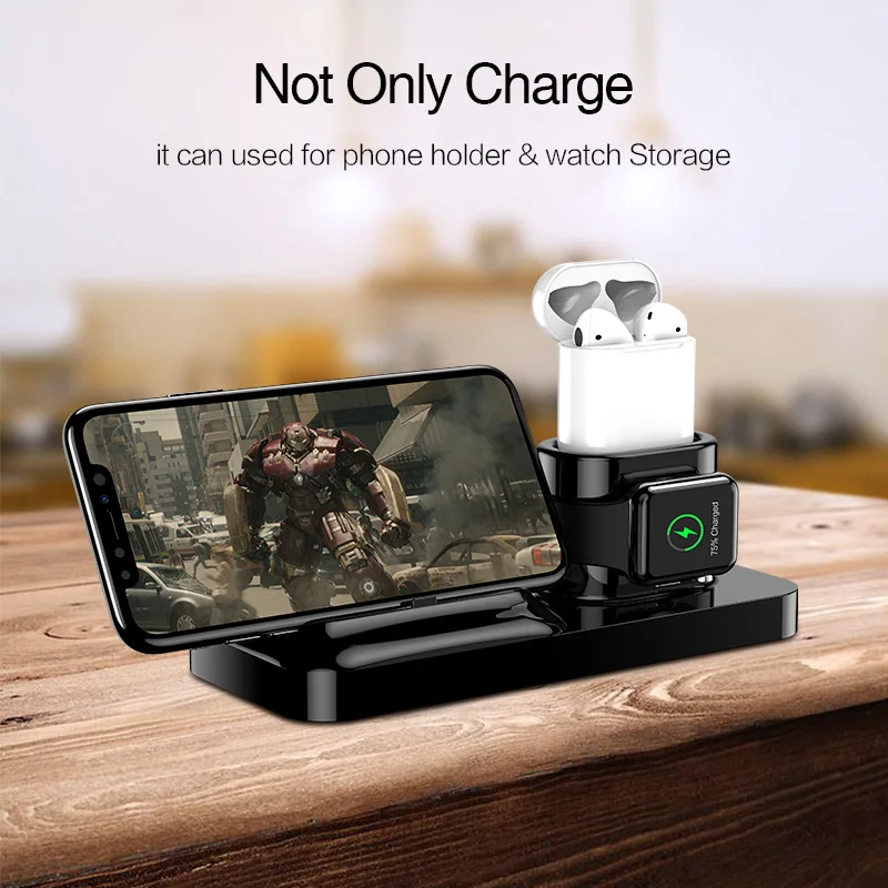 YBD Беспроводное зарядное устройство для iPhone Apple Watch X XR XS Max 8 док станция Airpods